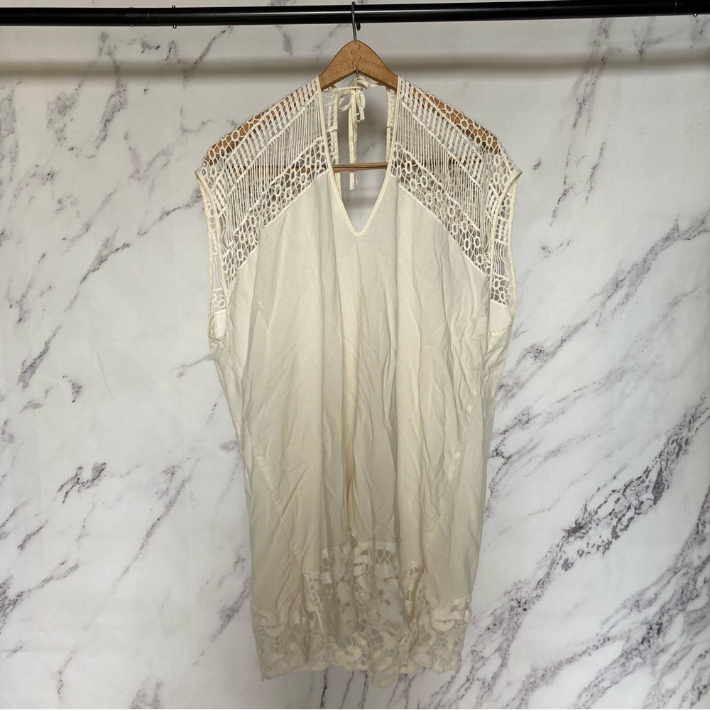 Women’s Boho Style Flowy Top/Beach Cover Up - Cream, size M/L